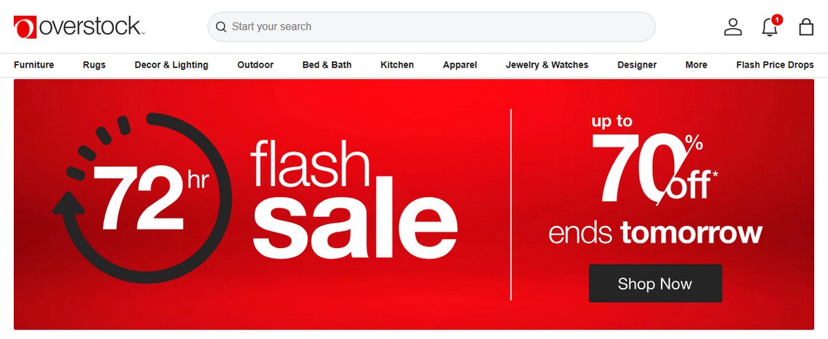 Overstock US dropship company homepage