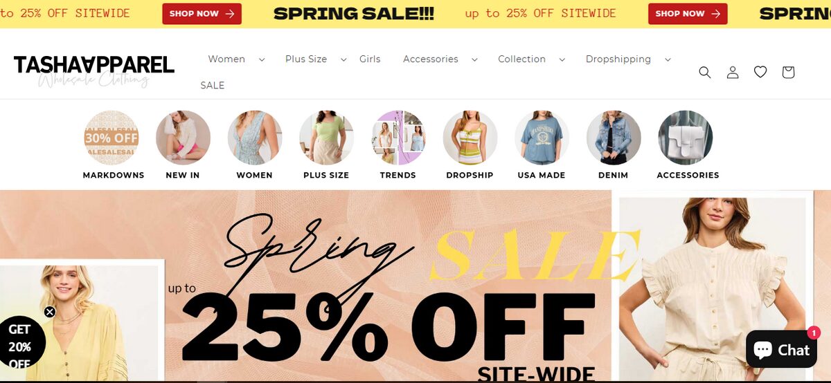 California supplier for dropshipping Tasha Apparel
