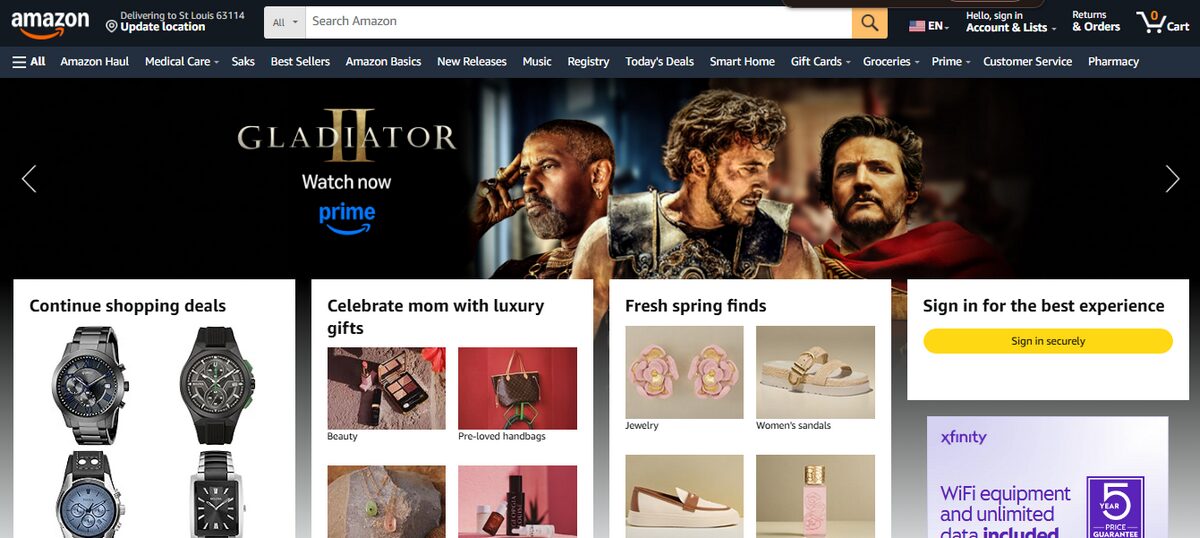 Amazon Homepage USA supplier