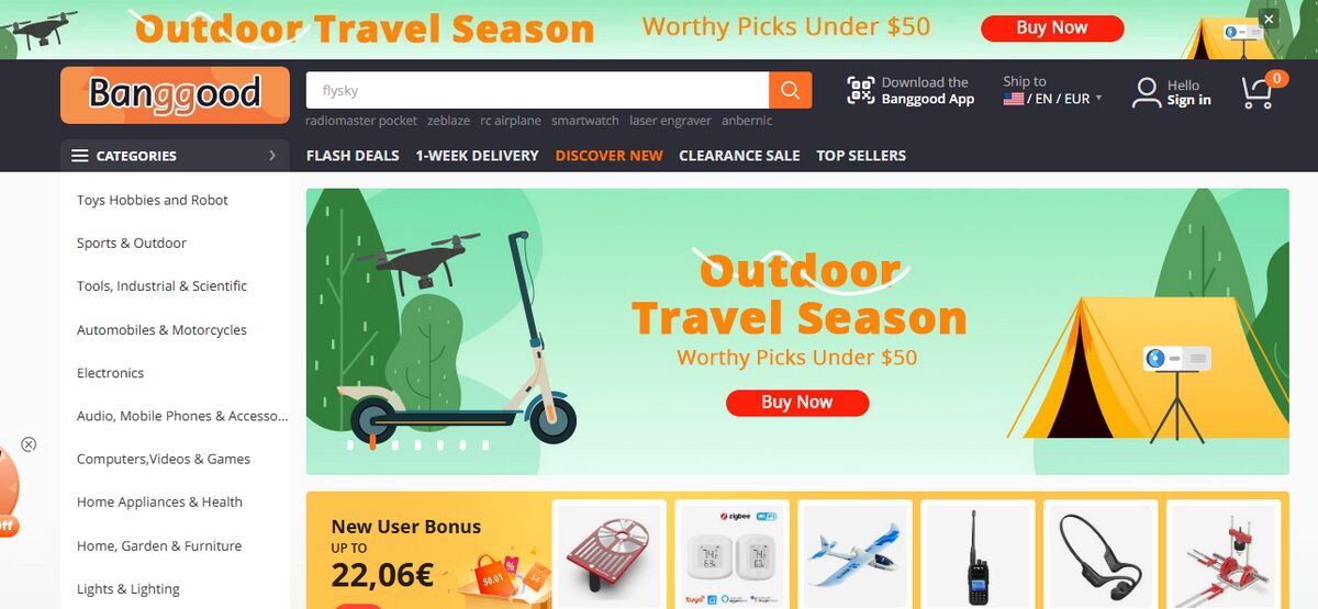 Banggood homepage