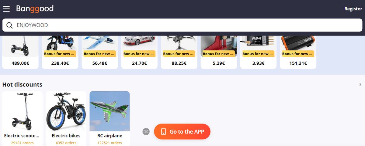 Banggood homepage