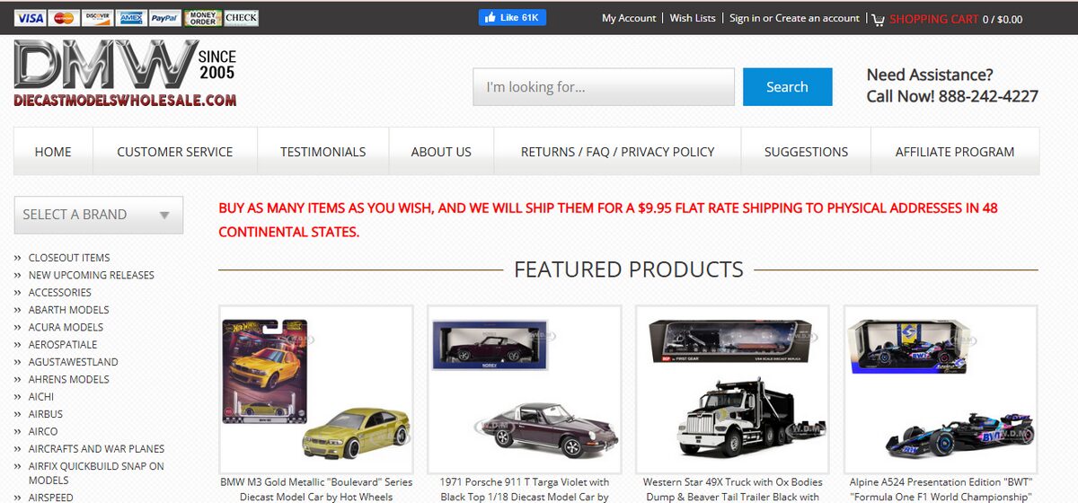 California supplier for dropshipping Diecast Models Wholesale