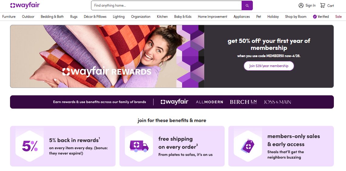 Etsy dropshipping supplier Wayfair