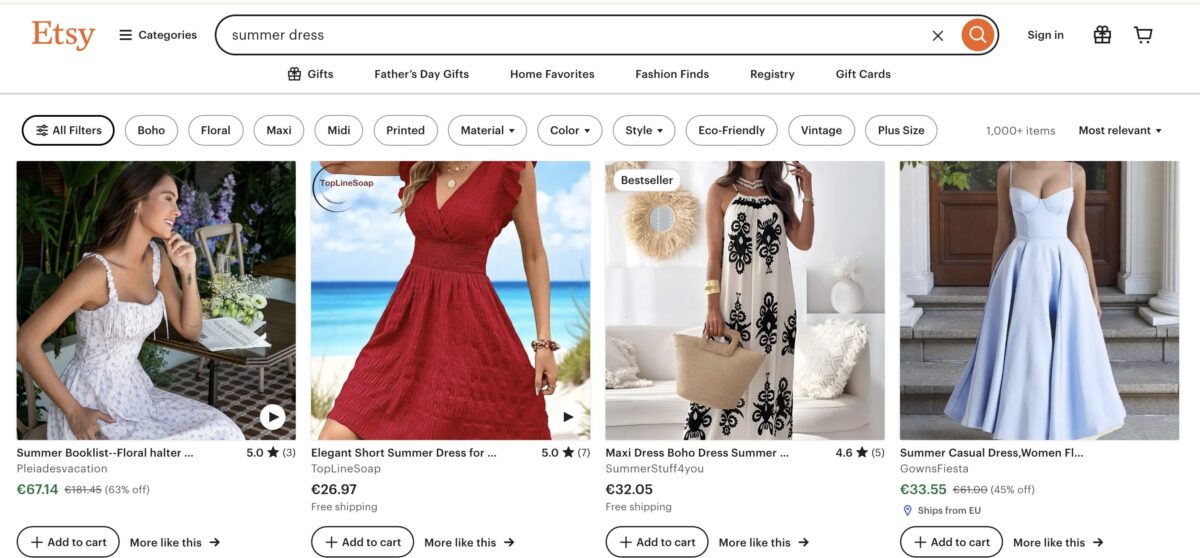 summer dresses for dropshipping from etsy
