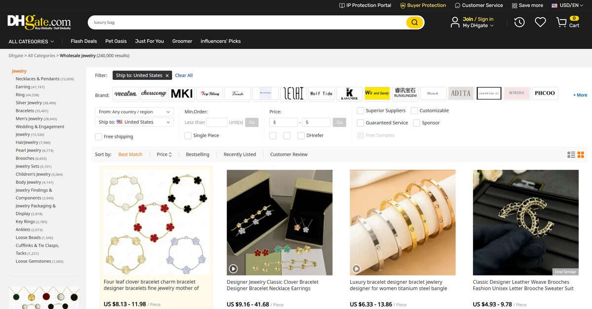 DHGate best dropshipping suppliers for jewelry
