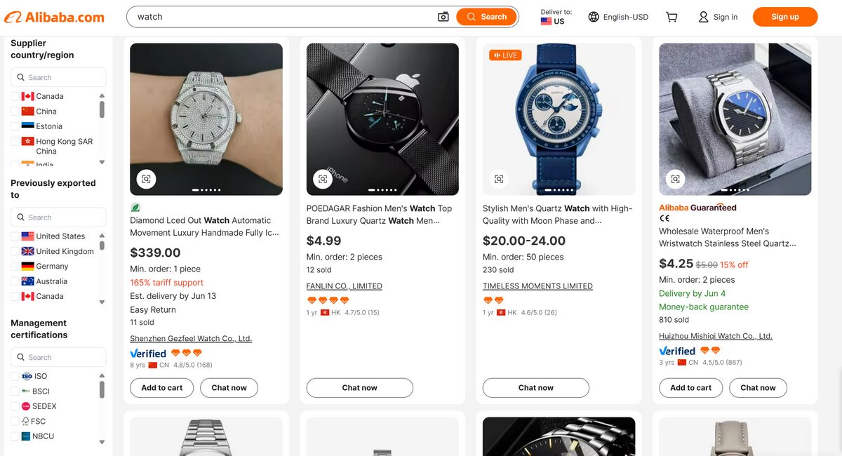 Alibaba dropshipping watches suppliers