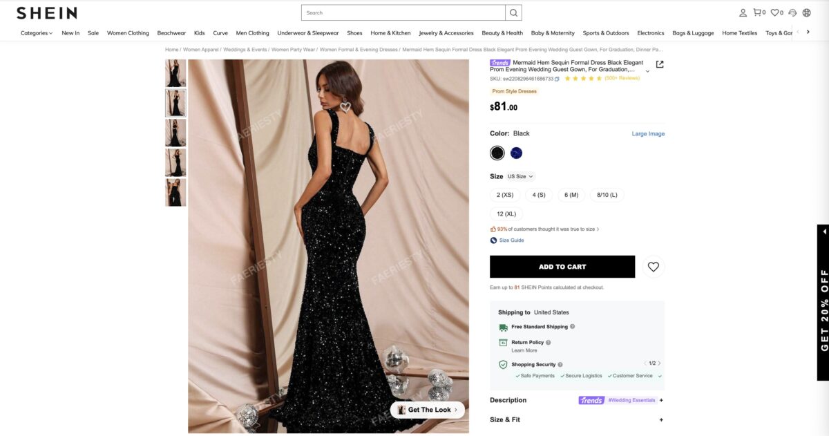 formal dresses Shein dropshipping