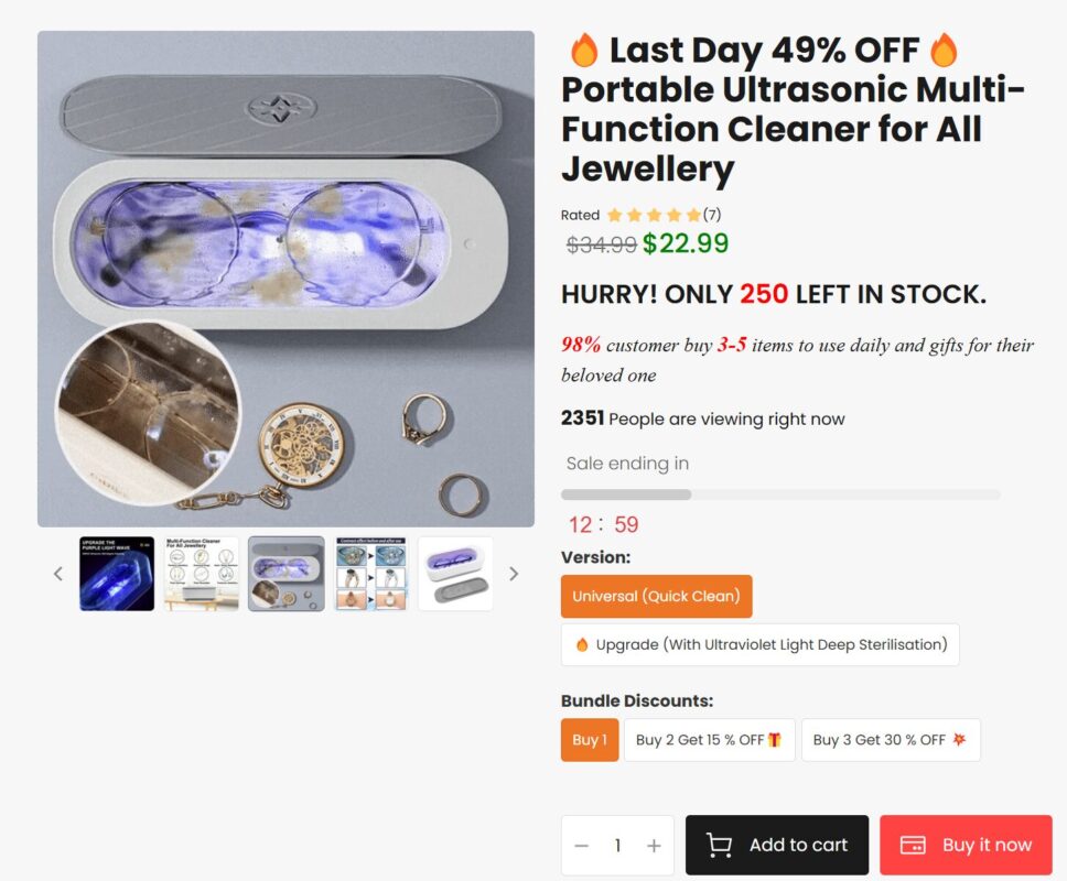 Seller's website ultrasonic jewelry cleaner dropshipping