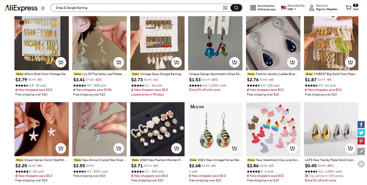 Aliexpress retail dropshipping jewelry suppliers