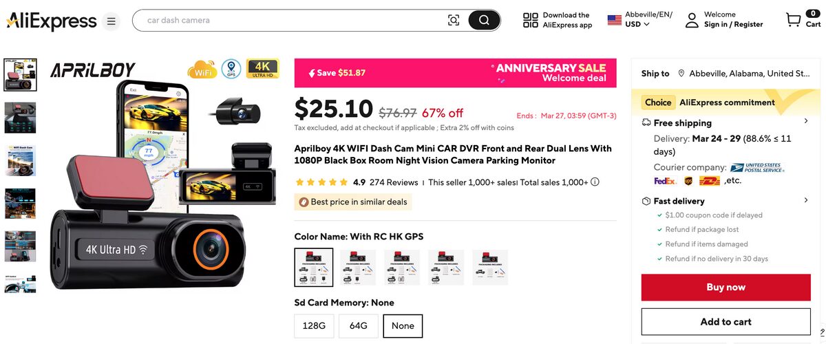 Car Dash Cam AliExpress Tech Accessories Dropshipping