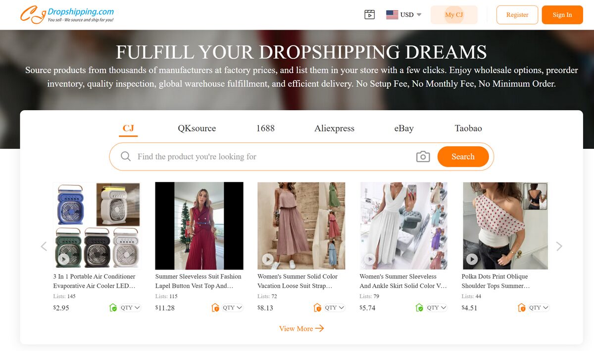 CJDropshipping US warehouse as a dropshipping supplier