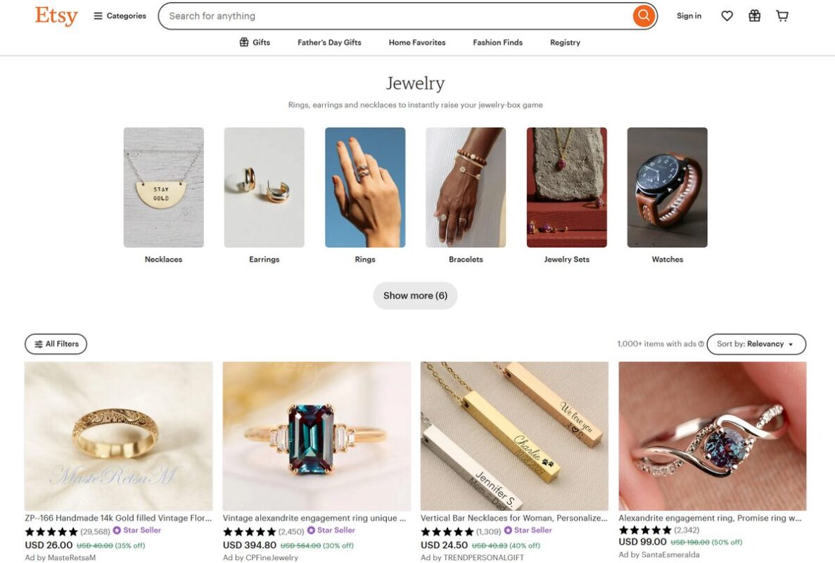 Etsy necklace and ring dropshipping supplier