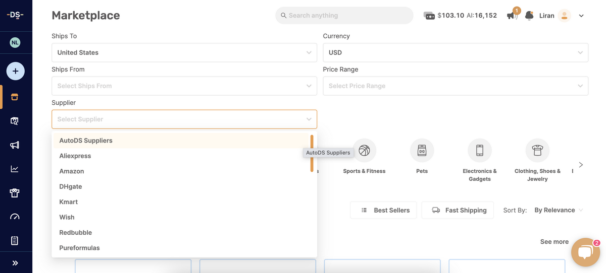 how to find dropshipping suppliers AutoDS Marketplace