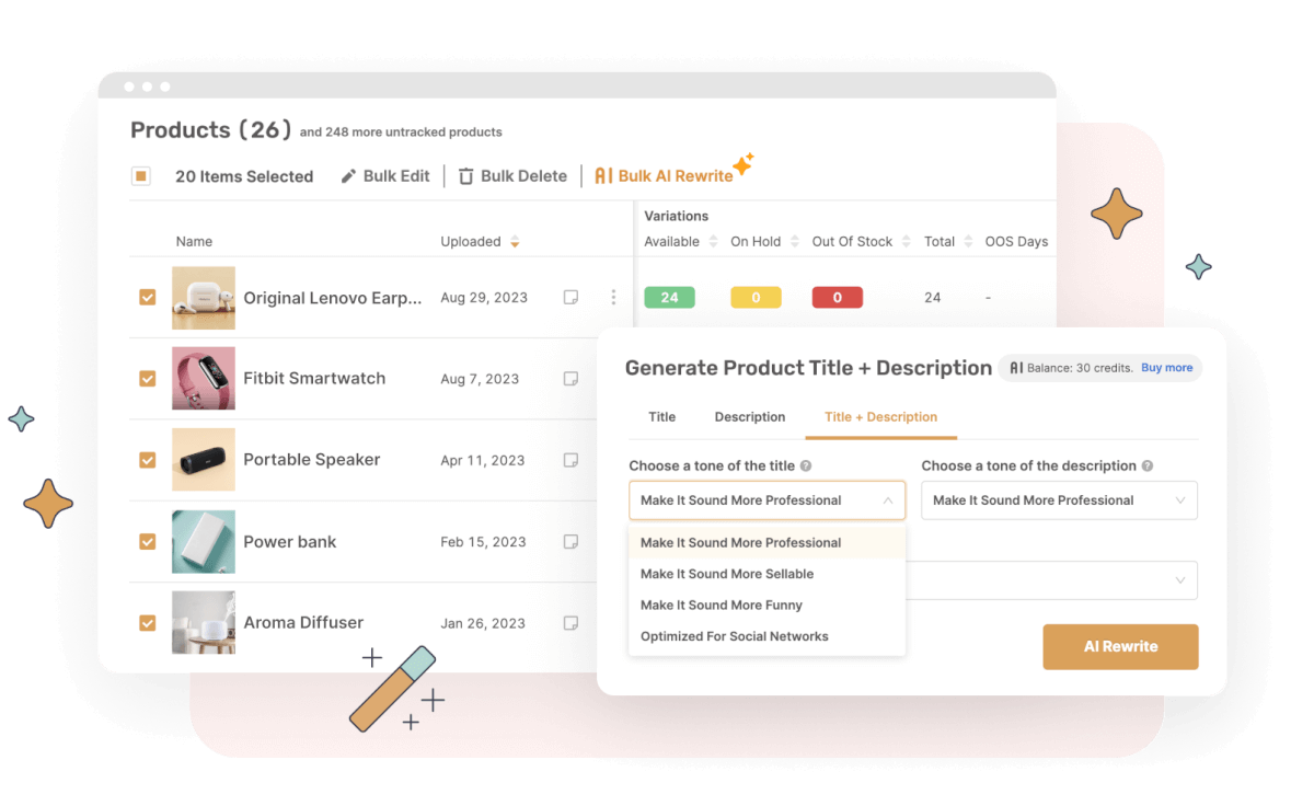 AutoDS AI Product title and description generator for Shopify ChatGPT integration