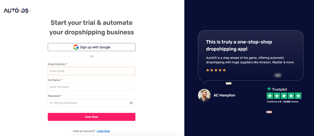 AutoDS login for home decor dropshipping