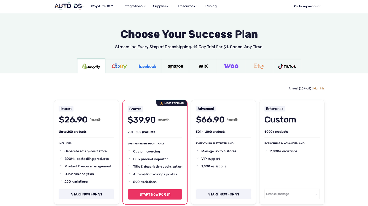 AutoDS pricing